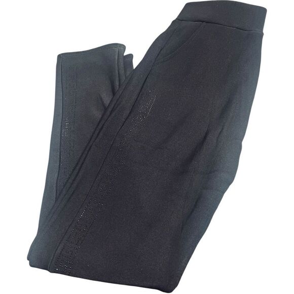 Pants - Elegant Black Embellished Winter Straight Pants